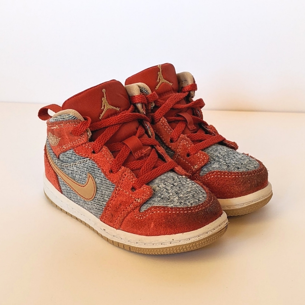Nike Air Jordan 1 Mid SE Denim Red DM4385 600 Toddler Size 7c
